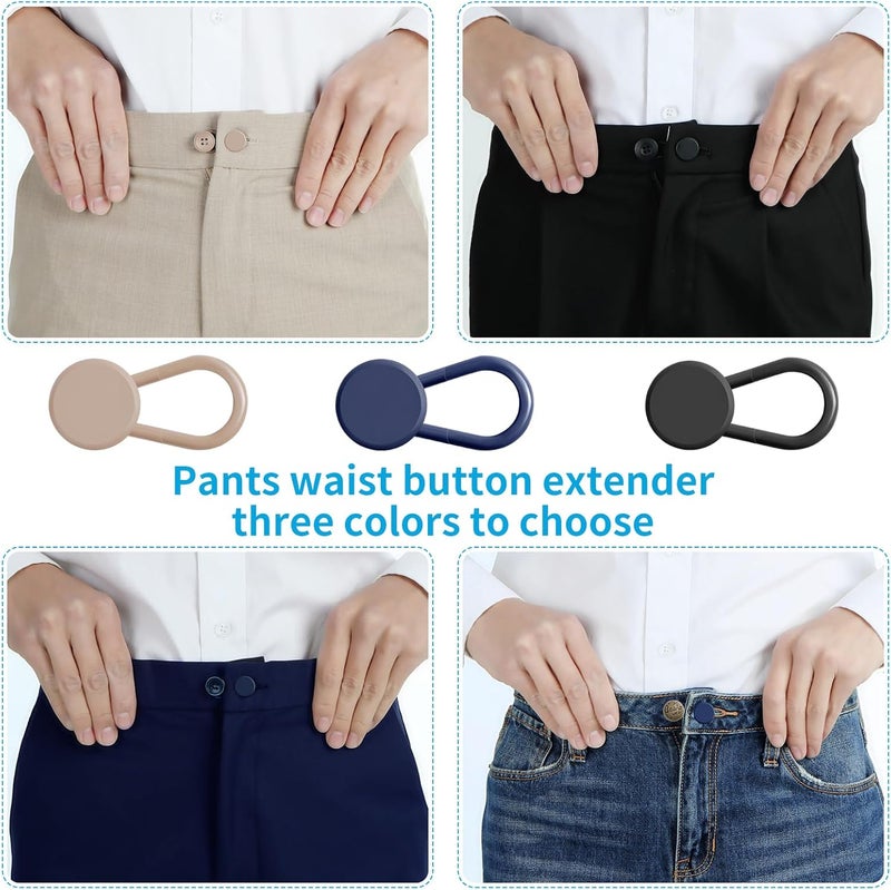 Ceryvop 12PCS Button Extenders for Jeans, Pants Waist Button Extender for Women Men, 3 Colors Pant Waistband Expander, Pants Waist Extension 1-1.4 Inches - Image 5